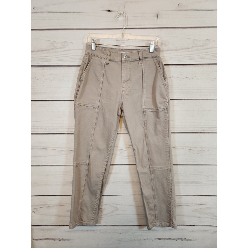 Old Navy Women's Beige Solid Extra High Rise Sky-Hi Straight Jeans Size 4 Petite